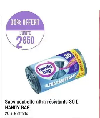 Géant Casino Handy bag sacs poubelle ultra résistants 30 l offre