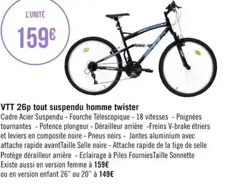 Géant Casino Vtt 26p tout suspendu homme twister offre