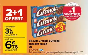 Carrefour Lu biscuits granola l'original chocolat au lait offre