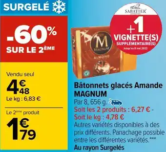 Carrefour Magnum bâtonnets glacés amande offre