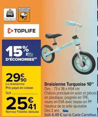 Carrefour Carrefour draisienne turquoise 10'' offre