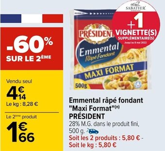 Carrefour Président emmental râpé fondant "maxi format" offre