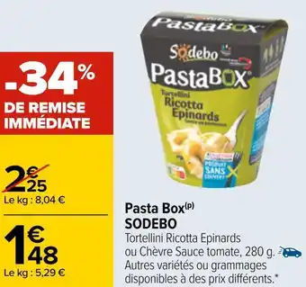 Carrefour Sobedo pasta box offre