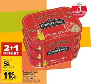 Carrefour Connétable sardines à l'huile offre