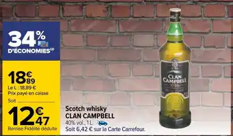 Carrefour Clan campbell scotch whisky offre