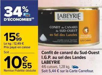 Carrefour Labeyrie confit de canard du sud-ouest i.g.p. au sel des landes offre