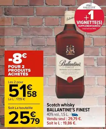 Carrefour Ballantine's finest scotch whisky offre