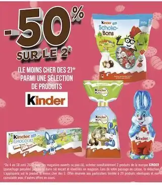 Géant Casino Kinder bon plan sur une sélection de produits de la marque kinder offre