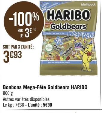 Géant Casino Haribo bonbons mega-fête goldbears offre