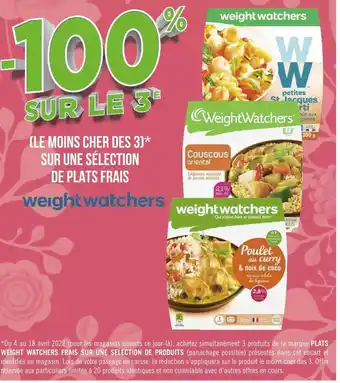 Géant Casino Weightwatchers bon plan sur une sélection de plats frais de la marque weightwatchers offre