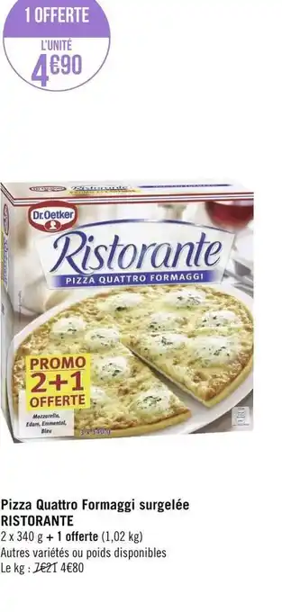 Géant Casino Ristorante pizza quattro formaggi surgelée offre