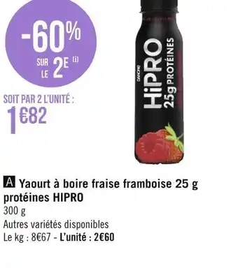 Géant Casino Hipro yaourt à boire fraise framboise 25 g protéines offre