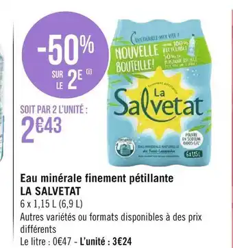 Géant Casino La salvetat eau minérale finement pétillante offre
