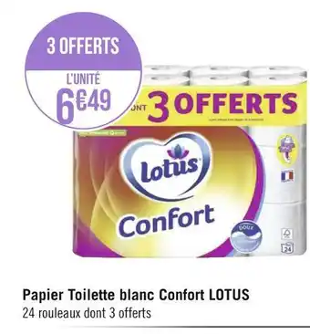 Géant Casino Lotus papier toilette blanc confort offre