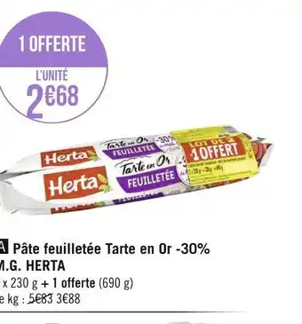 Géant Casino Herta pâte feuilletée tarte en or -30% m.g. offre