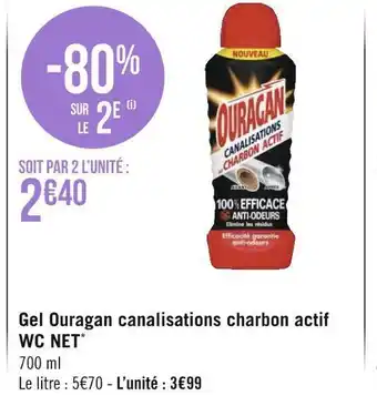 Géant Casino Wc net gel canalisations charbon actif* offre