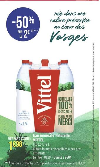 Géant Casino Vittel eau minérale naturelle offre