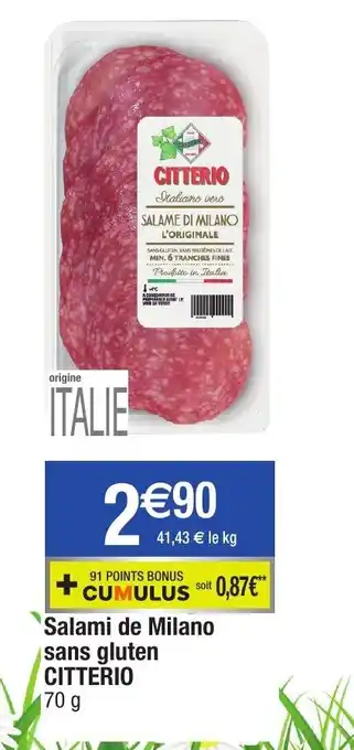 Salami de Milano sans gluten Citterio