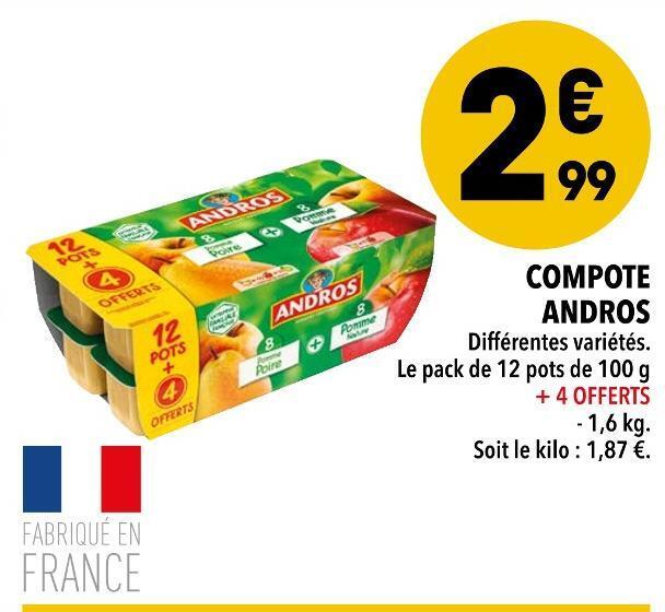 Promo Andros compote chez Supeco