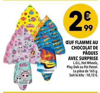 Supeco Œuf flamme au chocolat de pâques avec surprise offre