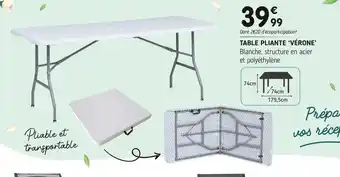 L'incroyable Table pliante ‘vérone’ offre