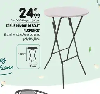 L'incroyable Table mange debout ‘florence’ offre