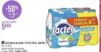 Casino Supermarchés Lait demi écrémé lactel offre