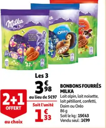Auchan Bonbons fourrés Milka offre