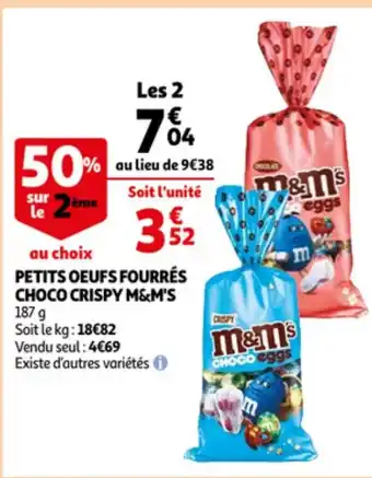 Auchan Petits oeufs fourrés choco crispy m&m's offre