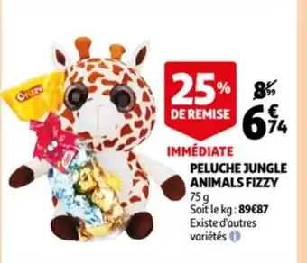 Auchan Peluche jungle animals fizzy offre