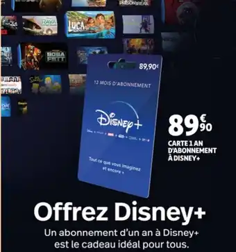 Auchan Carte 1 an d'abonnement a disney+ offre