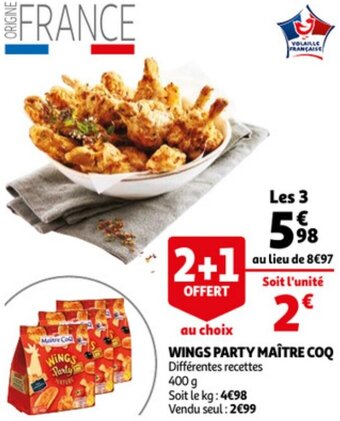 Auchan Wings party maitre coq offre
