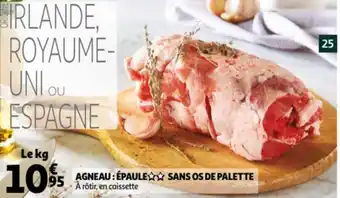 Auchan Agneau : Épaule . Sans os de palette offre