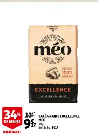 Auchan Café grains excellence méo offre