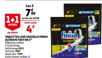 Auchan Tablettes lave vaisselle finish ultimate tout en 1 offre