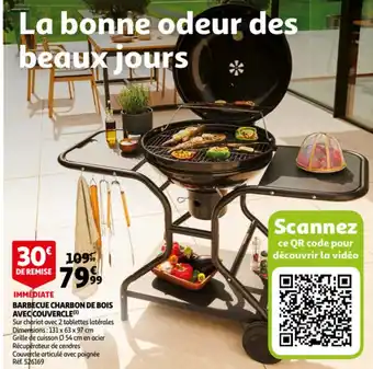 Auchan Barbecue charbon de bois avec couvercle offre