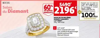 Auchan Bague or 750 millièmes rhodié et diamants offre