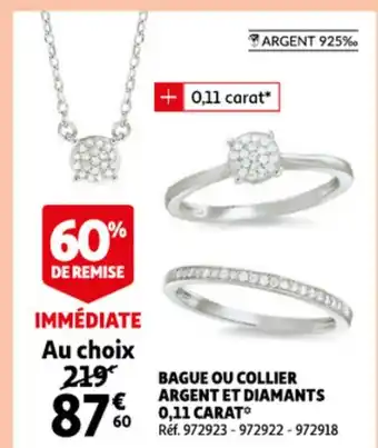 Auchan Bague ou collier argent et diamants 0.11 carat offre