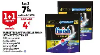 Auchan Finish tablettes lave vaisselle finish ultimate tout en 1 offre