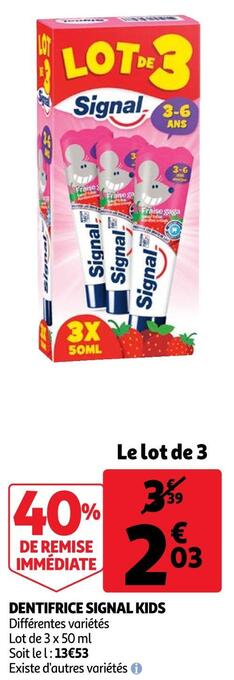 Auchan Signal dentifrice kids offre