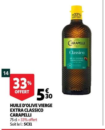 Auchan Carapelli huile d'olive vierge extra classico offre