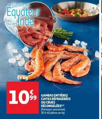 Auchan Gambas entières cuites réfrigérées ou crues décongelées offre
