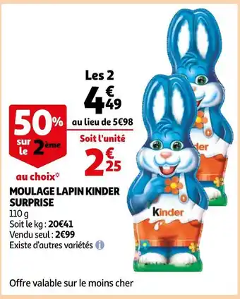 Auchan Kinder surprise moulage lapin offre