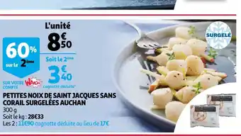 Auchan Auchan petites noix de saint jacques sans corail surgelées offre