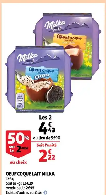 Milka oeuf coque lait