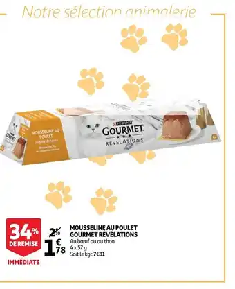 Auchan Purina mousseline au poulet gourmet révélations offre