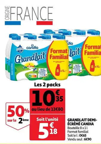 Auchan Candia grandlait demiécrémé offre