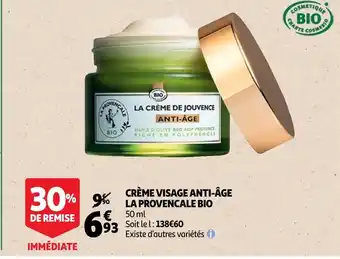 Auchan Crème visage anti-âge la provencale bio offre