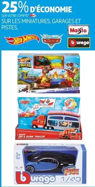 Auchan Maisto bon plan sur les miniatures, garages et pistes de la marque maisto offre