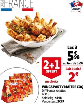Auchan Maître coq wings party offre